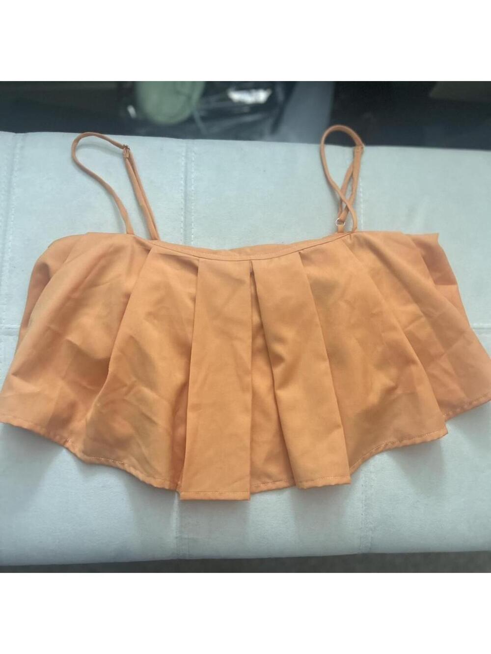 LeLis orange pleated crop top Size XS #croptop #summer Y2K
